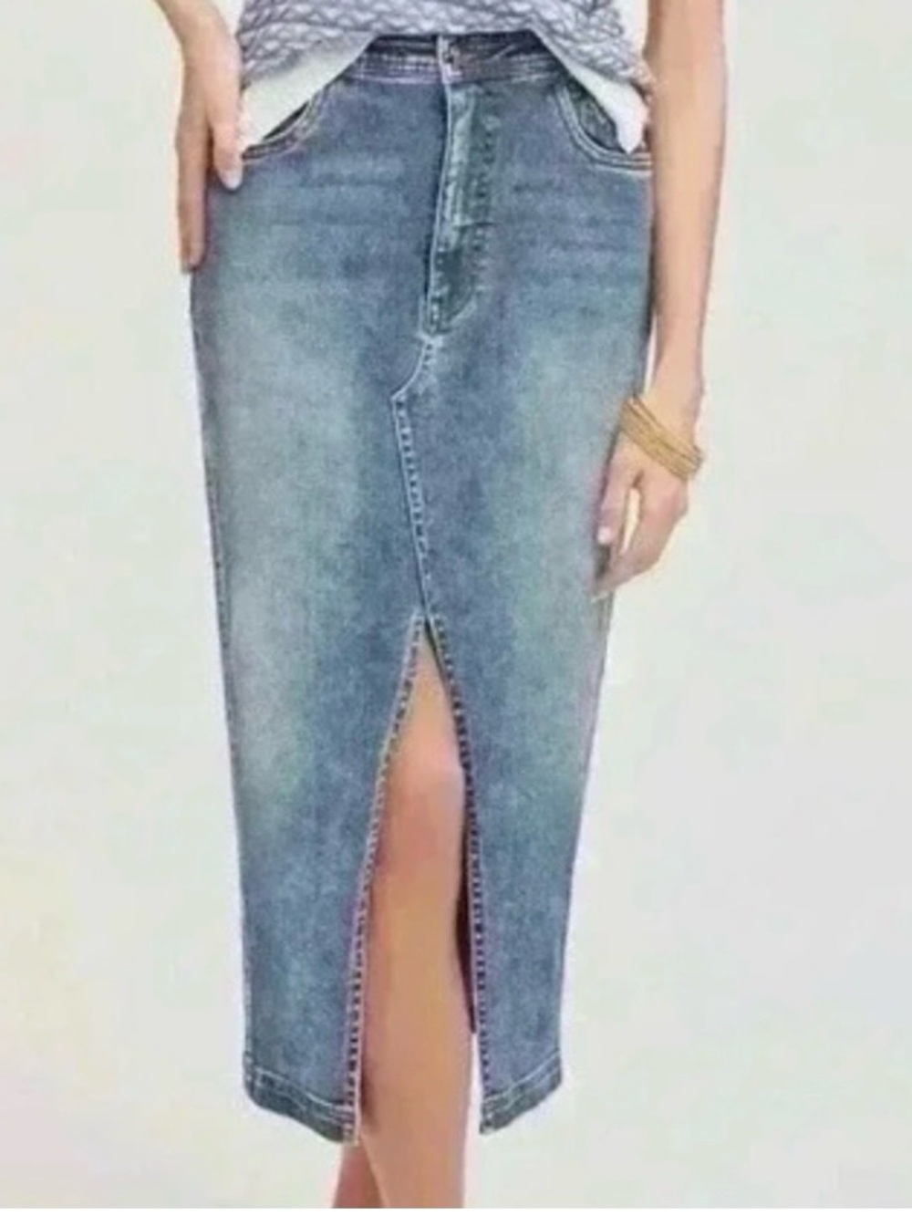 NWOT Sam Edelman Kori Midi Split Front Denim Pencil Column Skirt sz 30